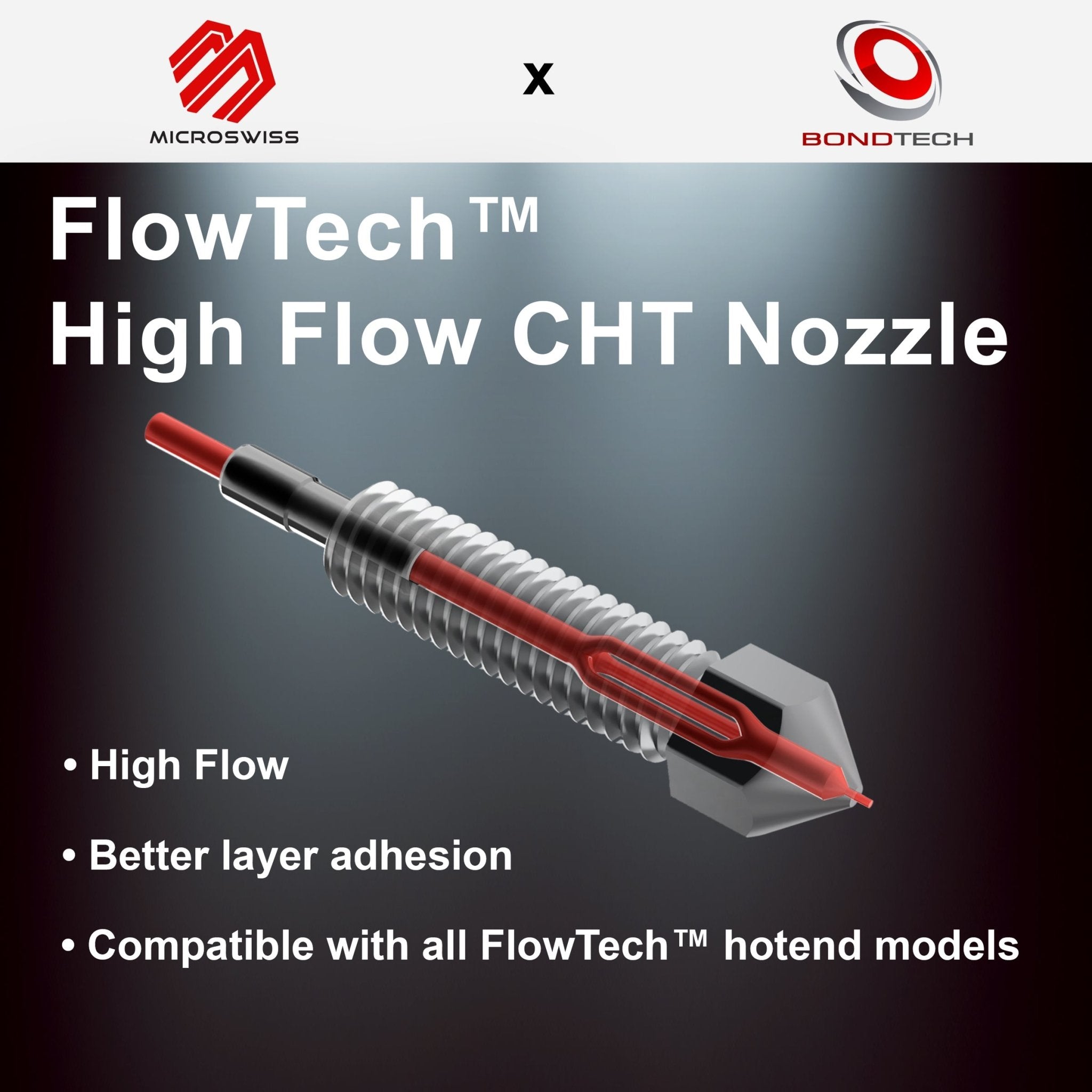 Micro Swiss CHT HIgh Flow Nozzle - for FlowTech Hotend - 3docity